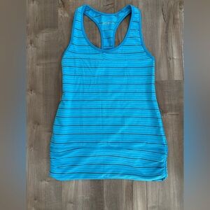 Zella Tank Top Striped‎ Racerback Medium Mesh Netted Long Tunic Ruched